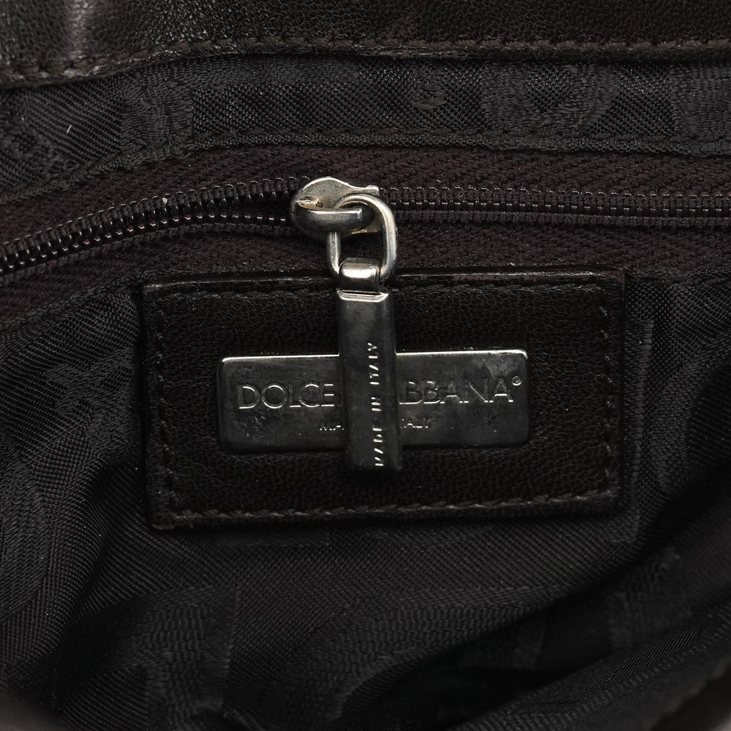 Brown Python Leather Buckle Shoulder Bag
