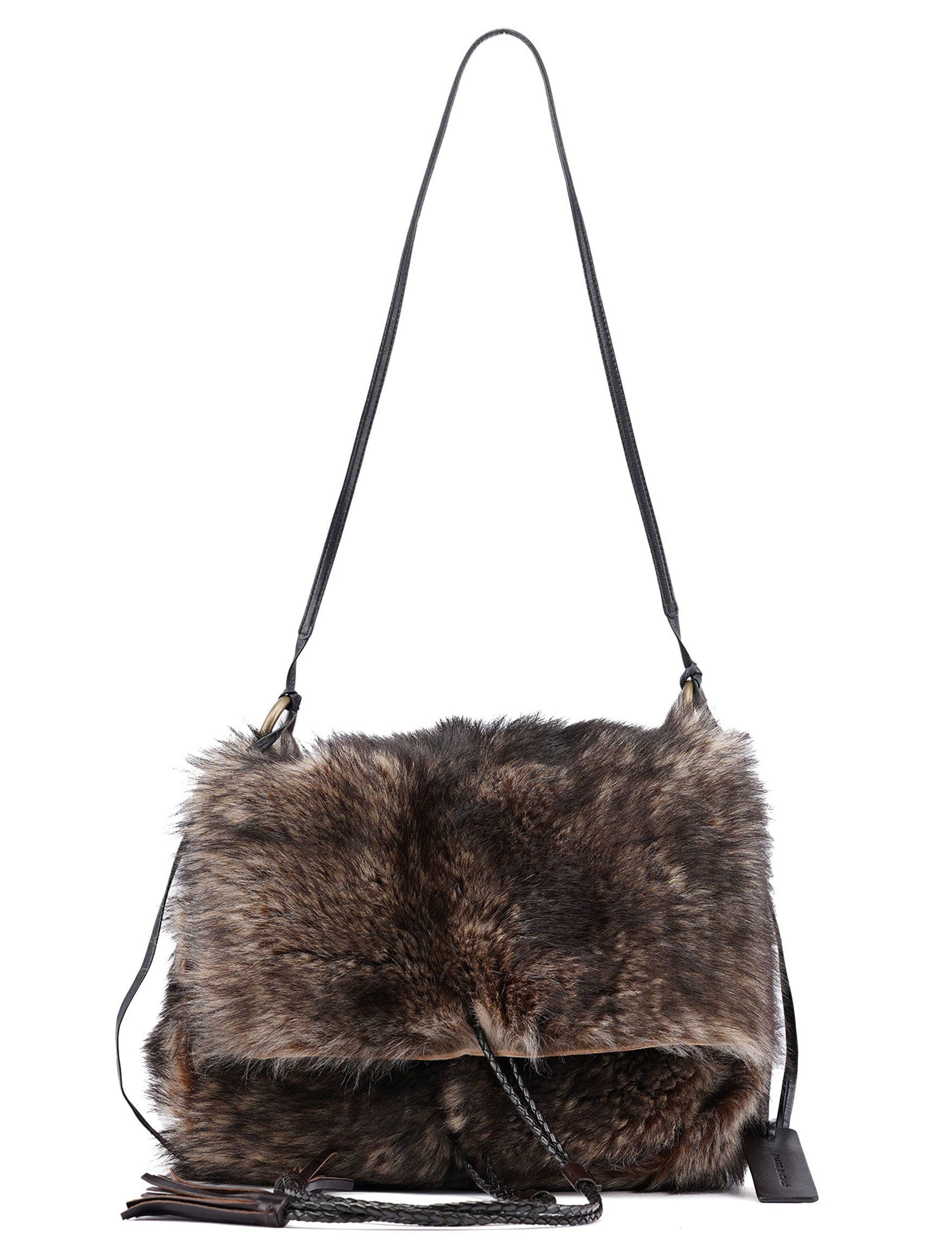 Brown Rabbit Fur Crossbody Bag