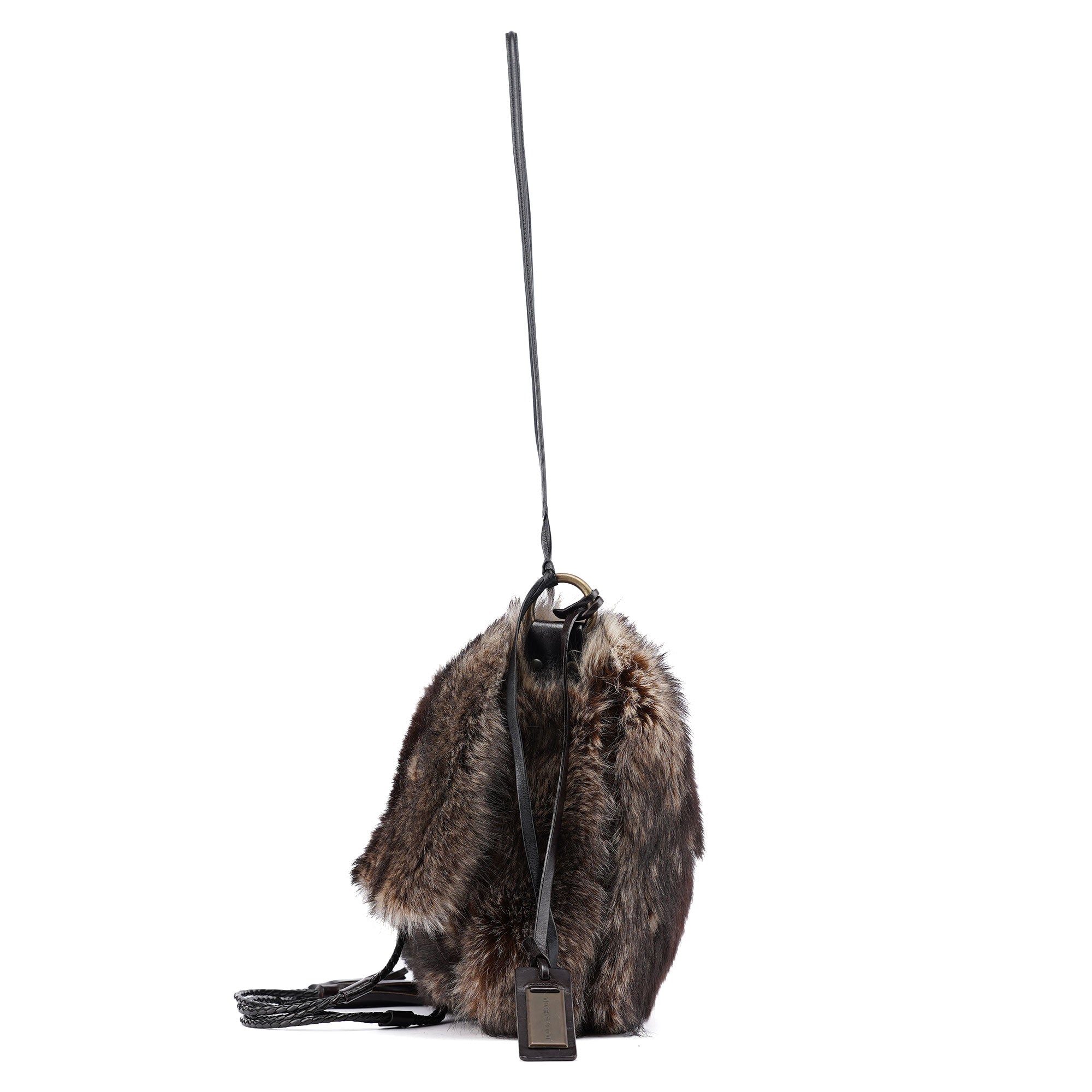 Brown Rabbit Fur Crossbody Bag