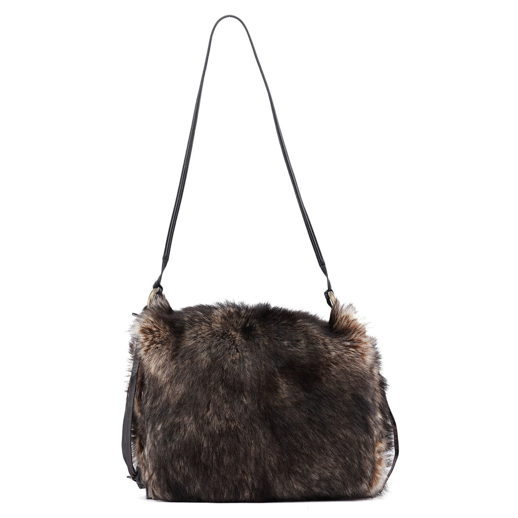 Brown Rabbit Fur Crossbody Bag