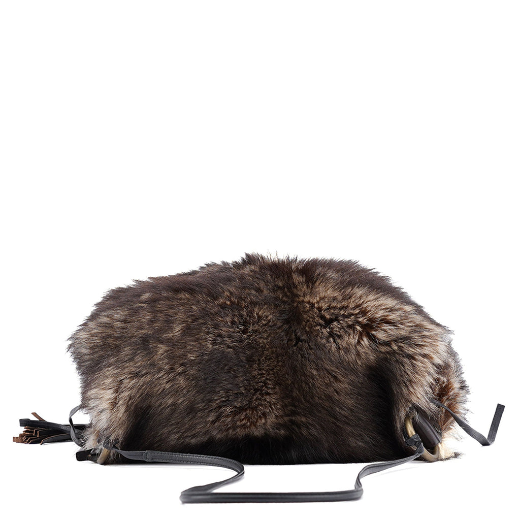 Brown Rabbit Fur Crossbody Bag