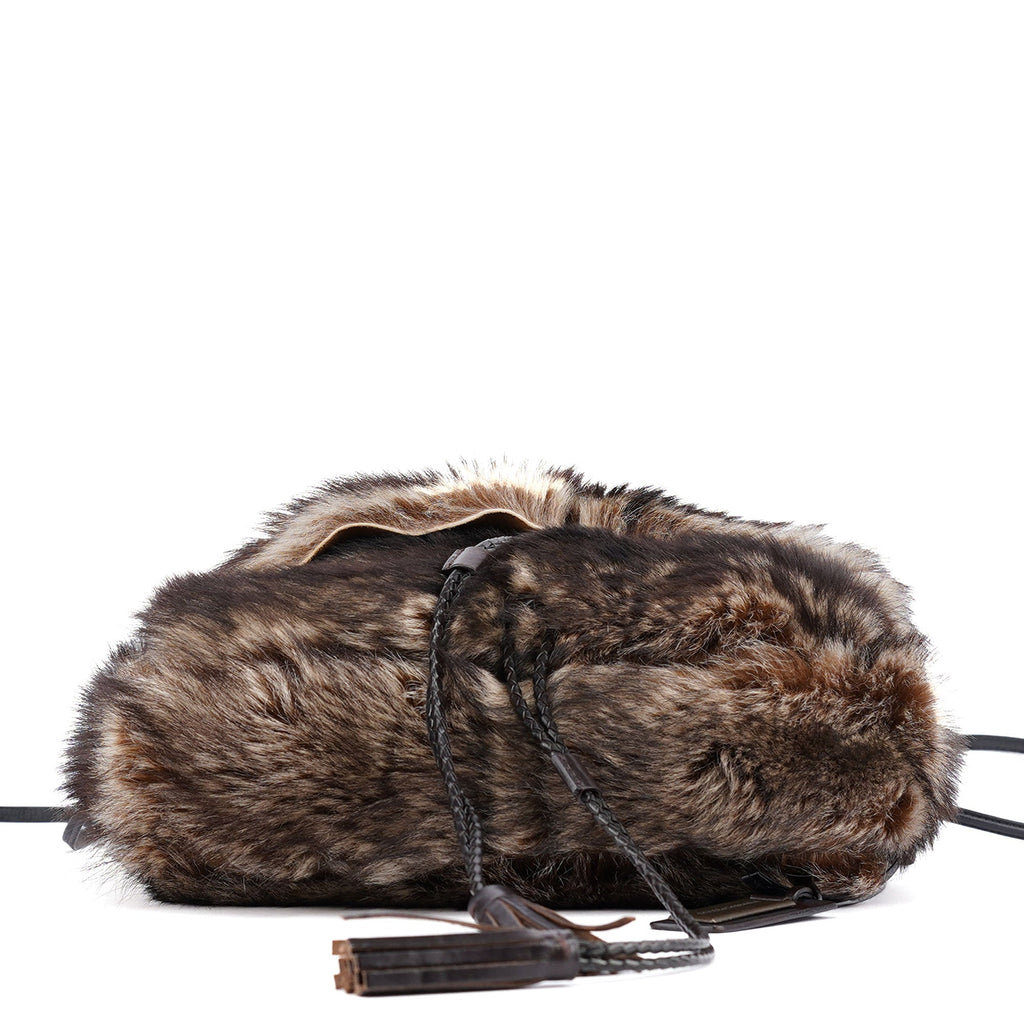Brown Rabbit Fur Crossbody Bag