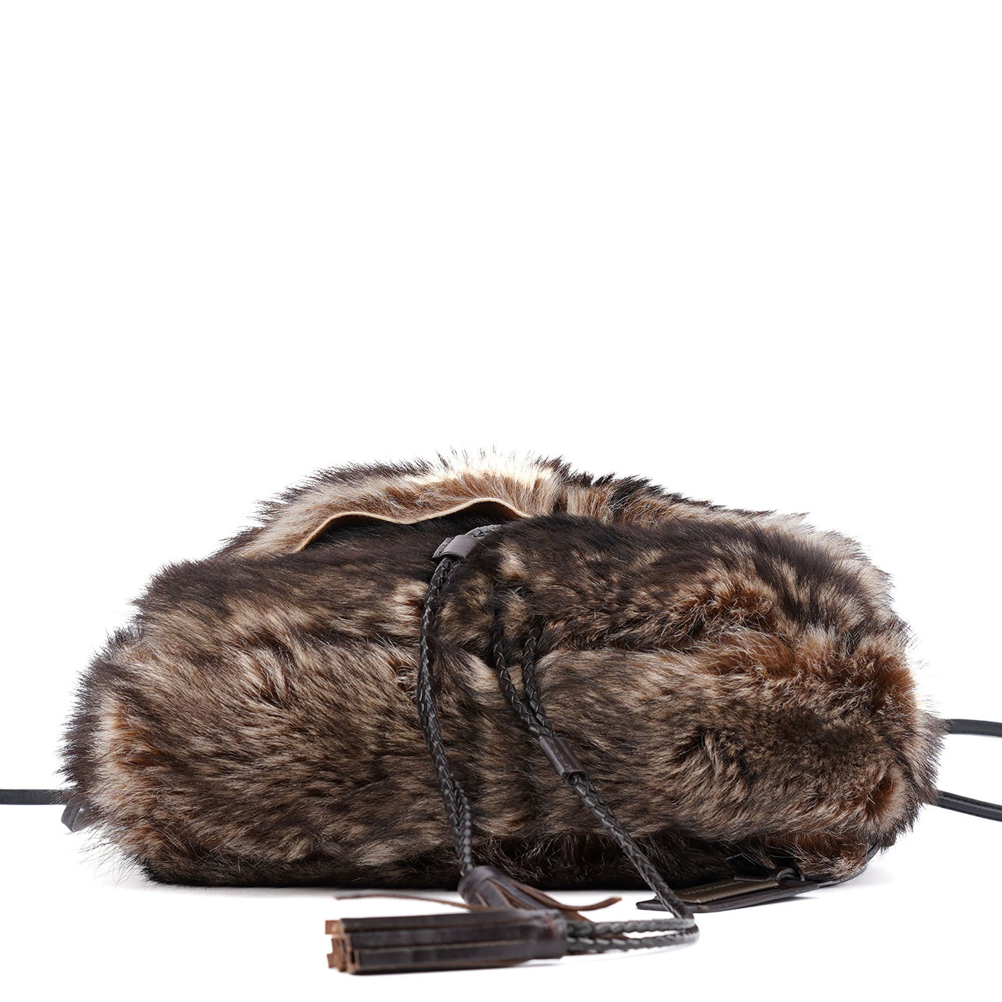 Brown Rabbit Fur Crossbody Bag