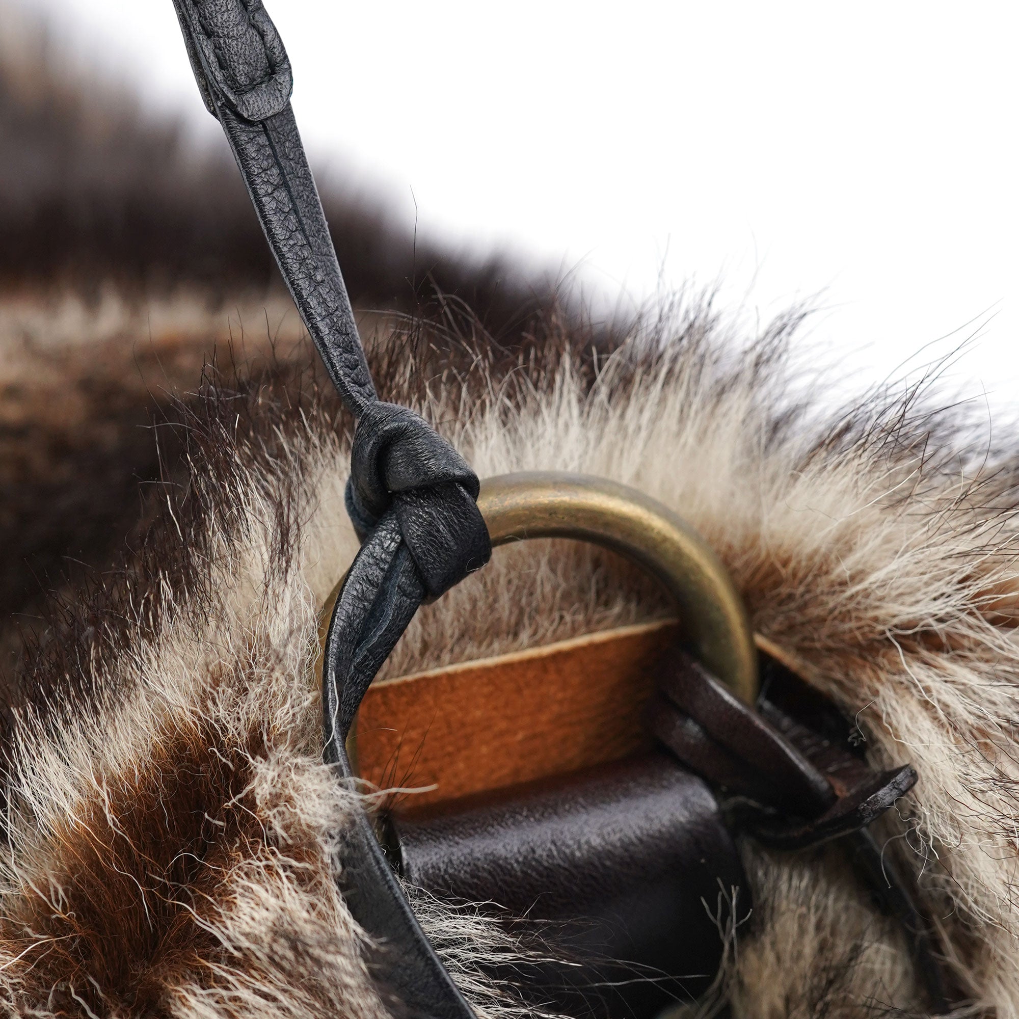 Brown Rabbit Fur Crossbody Bag