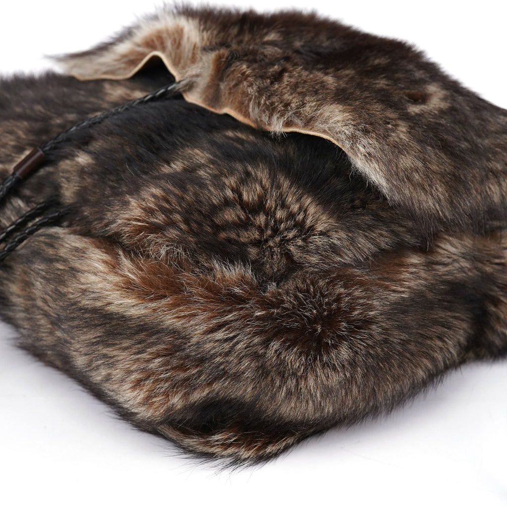 Brown Rabbit Fur Crossbody Bag