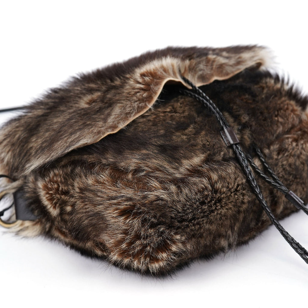 Brown Rabbit Fur Crossbody Bag