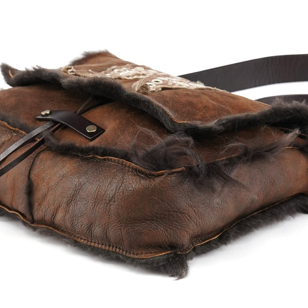 Brown Shearling Butterfly Shoulder Bag