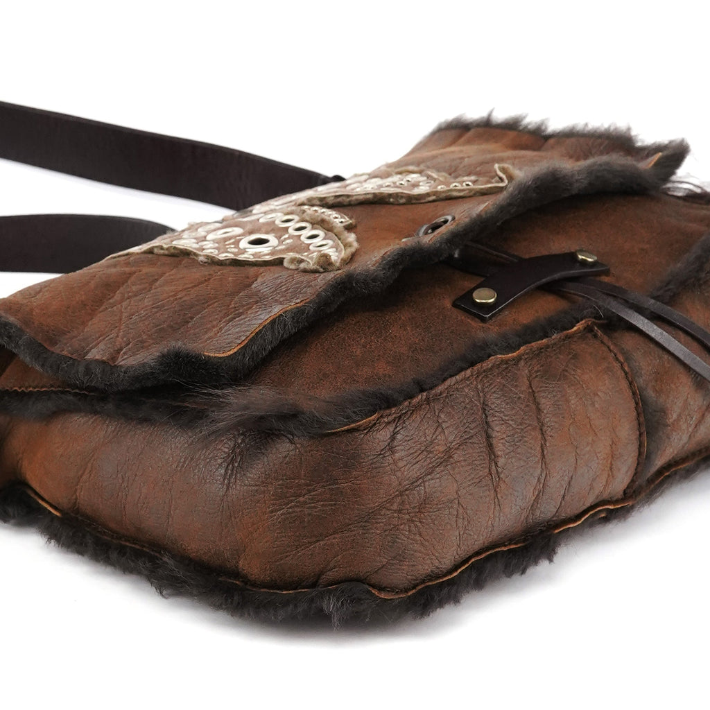 Brown Shearling Butterfly Shoulder Bag