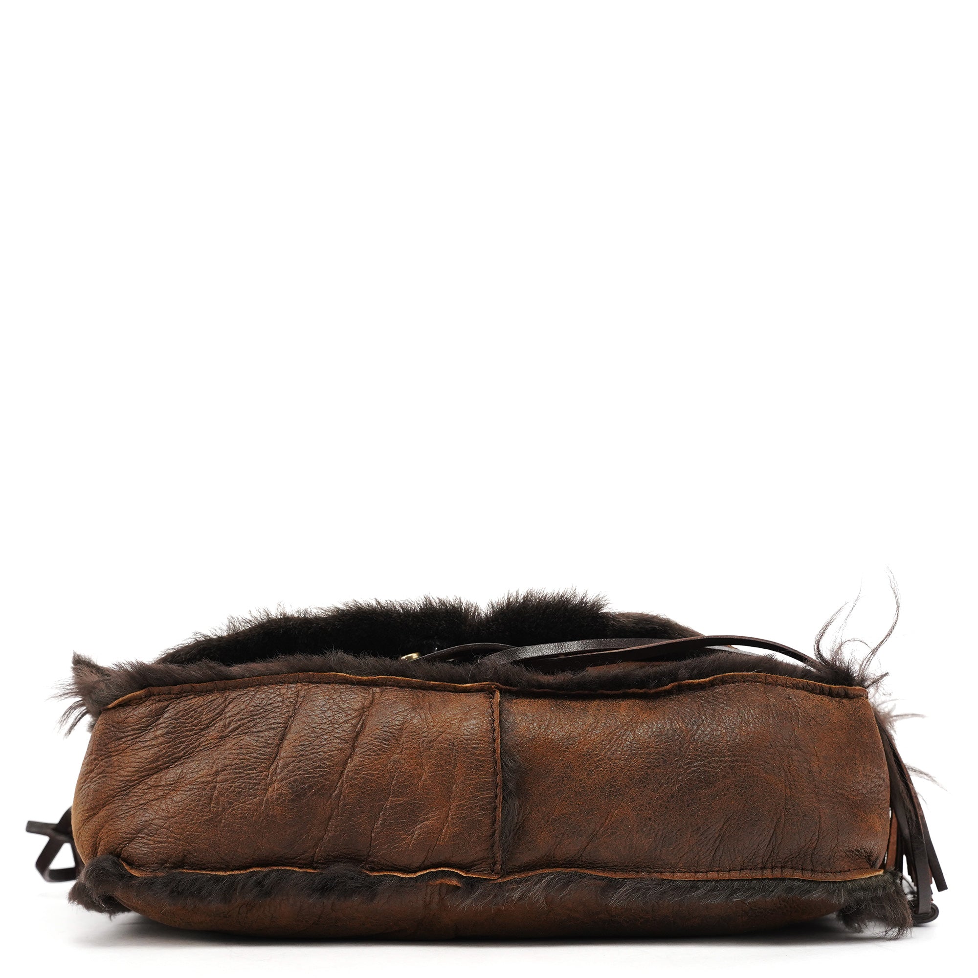 Brown Shearling Butterfly Shoulder Bag