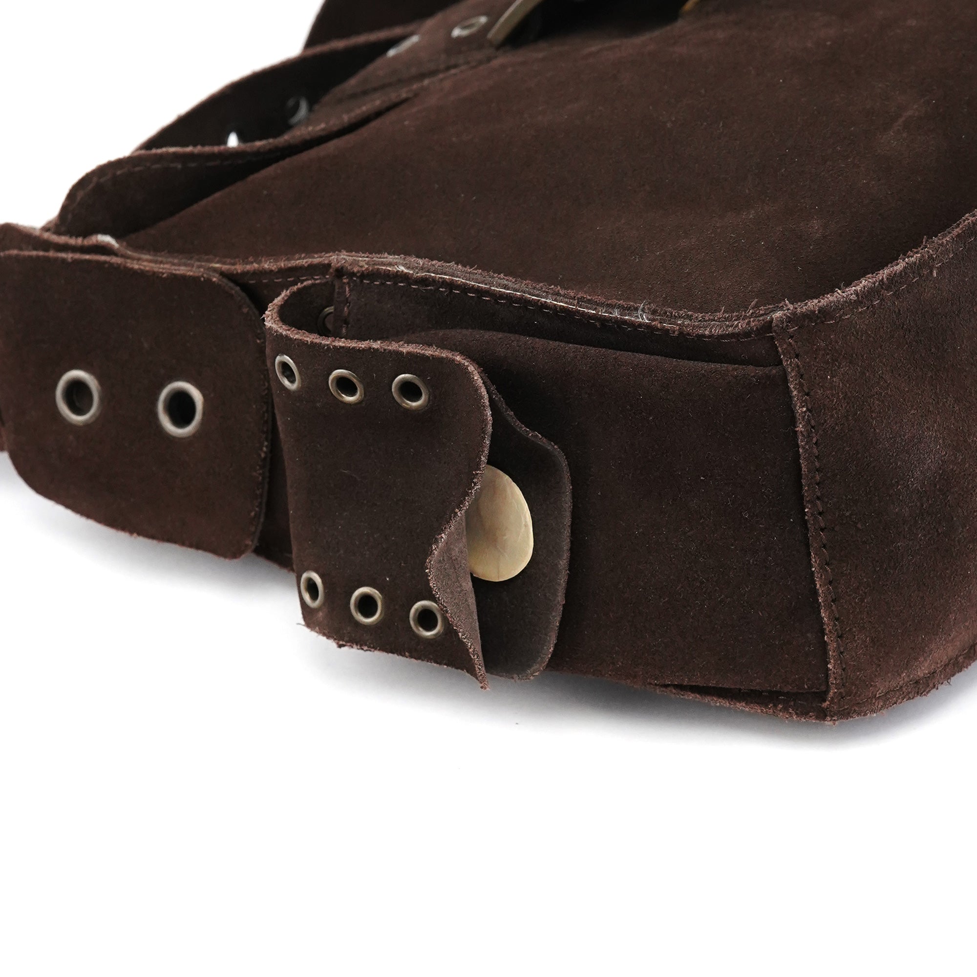 Brown Suede Flap Shoulder Bag