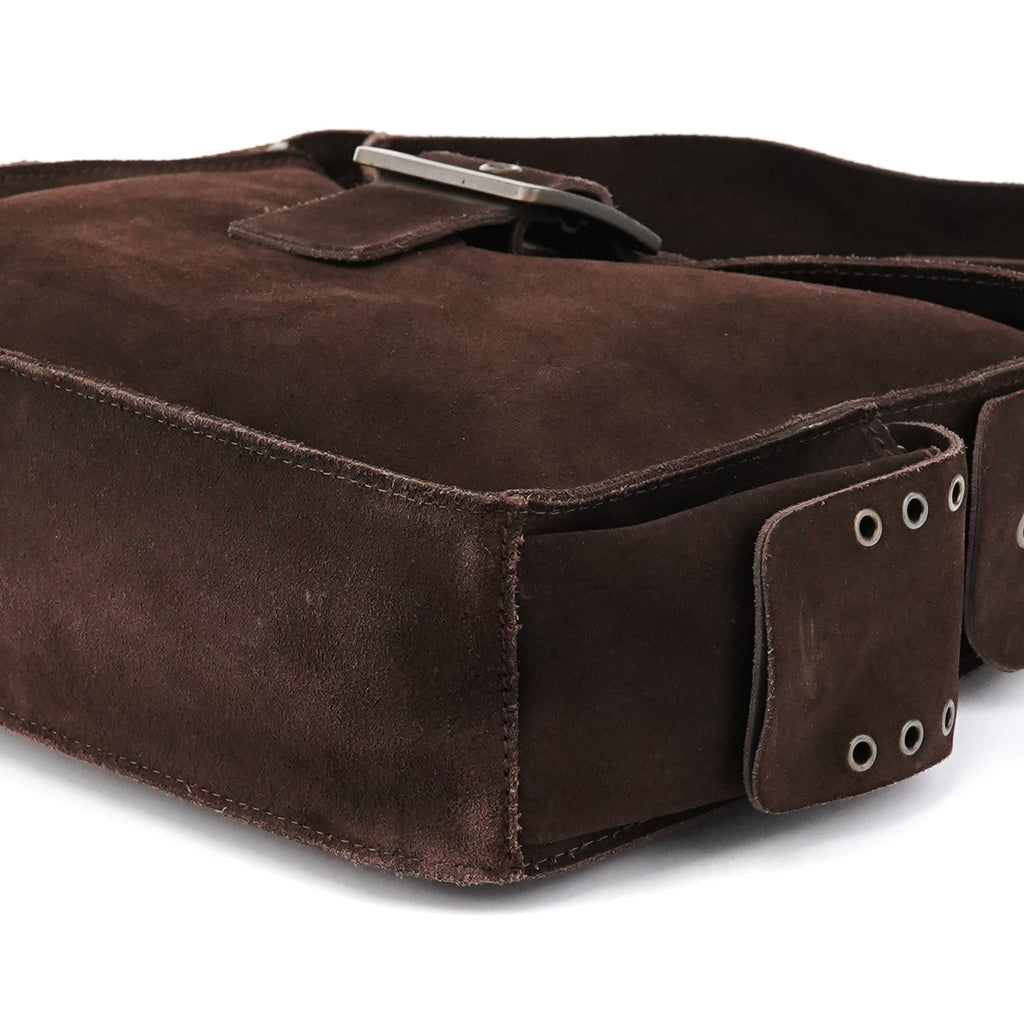 Brown Suede Flap Shoulder Bag