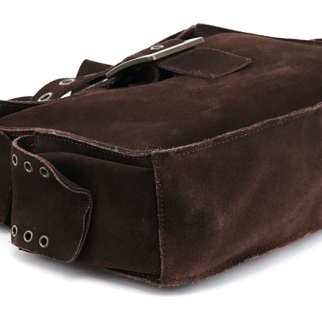 Brown Suede Flap Shoulder Bag