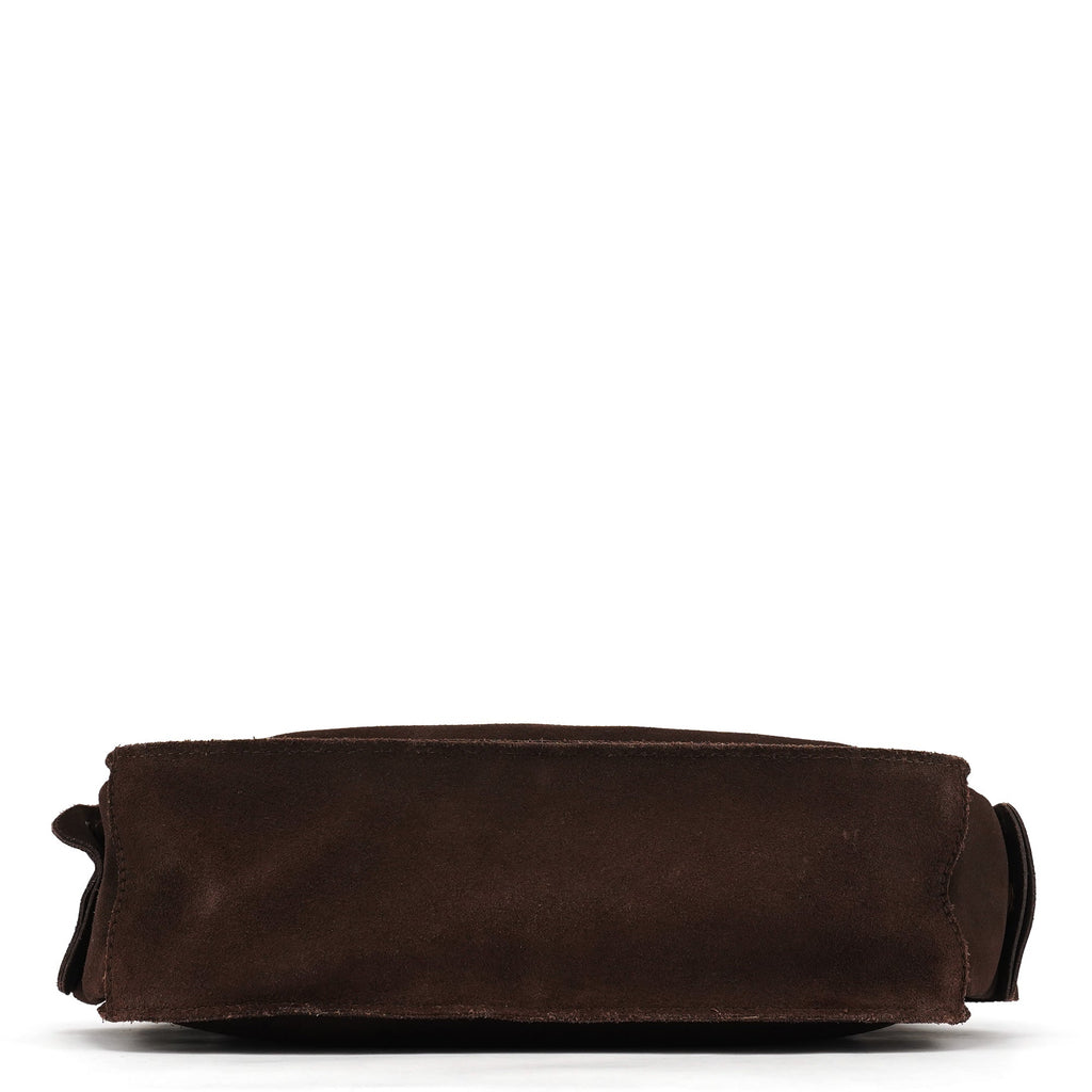 Brown Suede Flap Shoulder Bag
