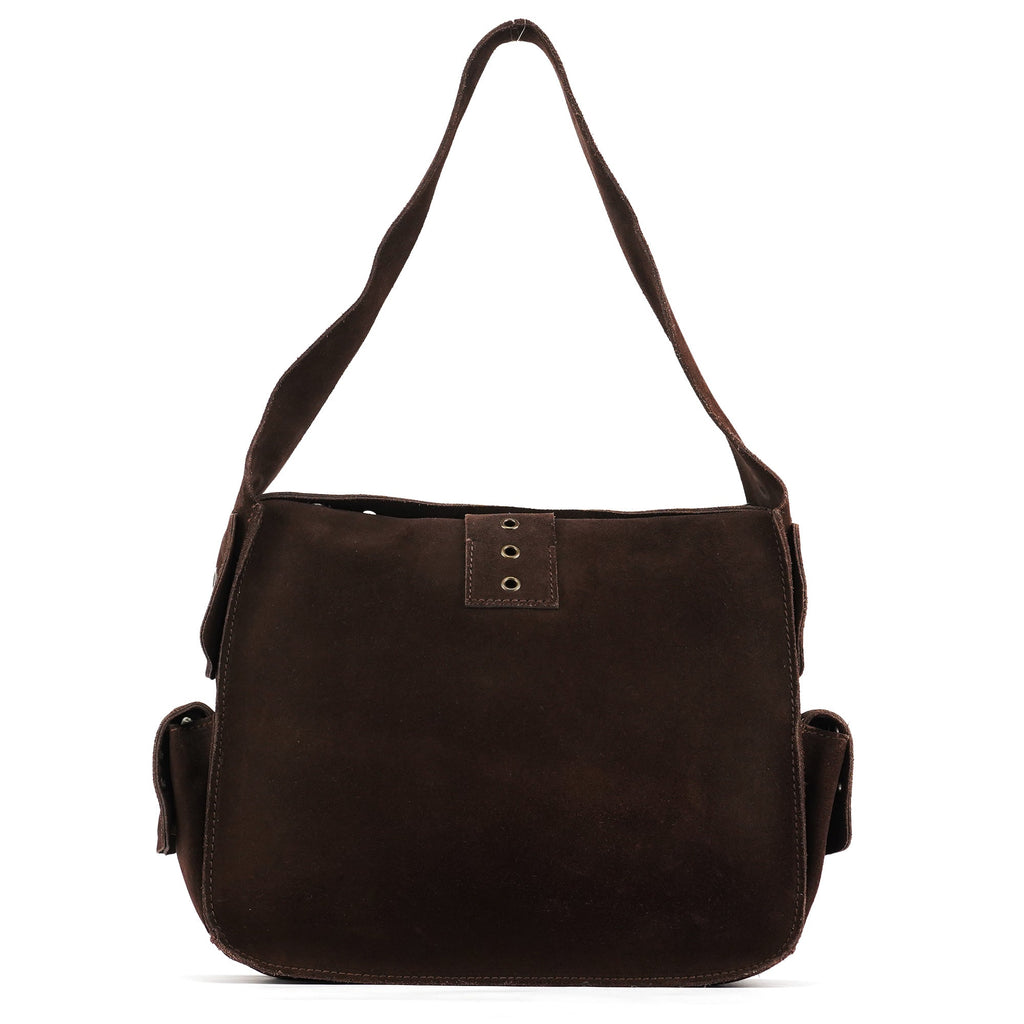 Brown Suede Flap Shoulder Bag