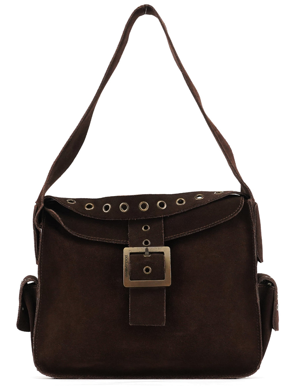 Brown Suede Flap Shoulder Bag