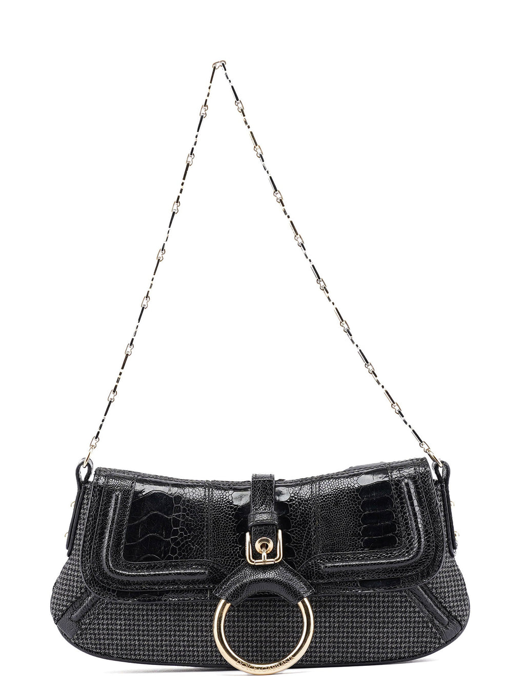 Croc Embossed Houndstooth DG Chain Shoulder Bag