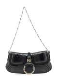 Croc Embossed Houndstooth DG Chain Shoulder Bag