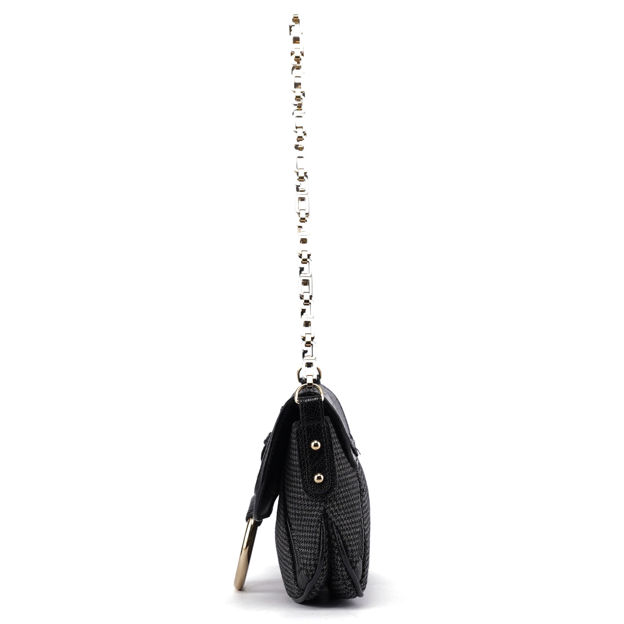Croc Embossed Houndstooth DG Chain Shoulder Bag