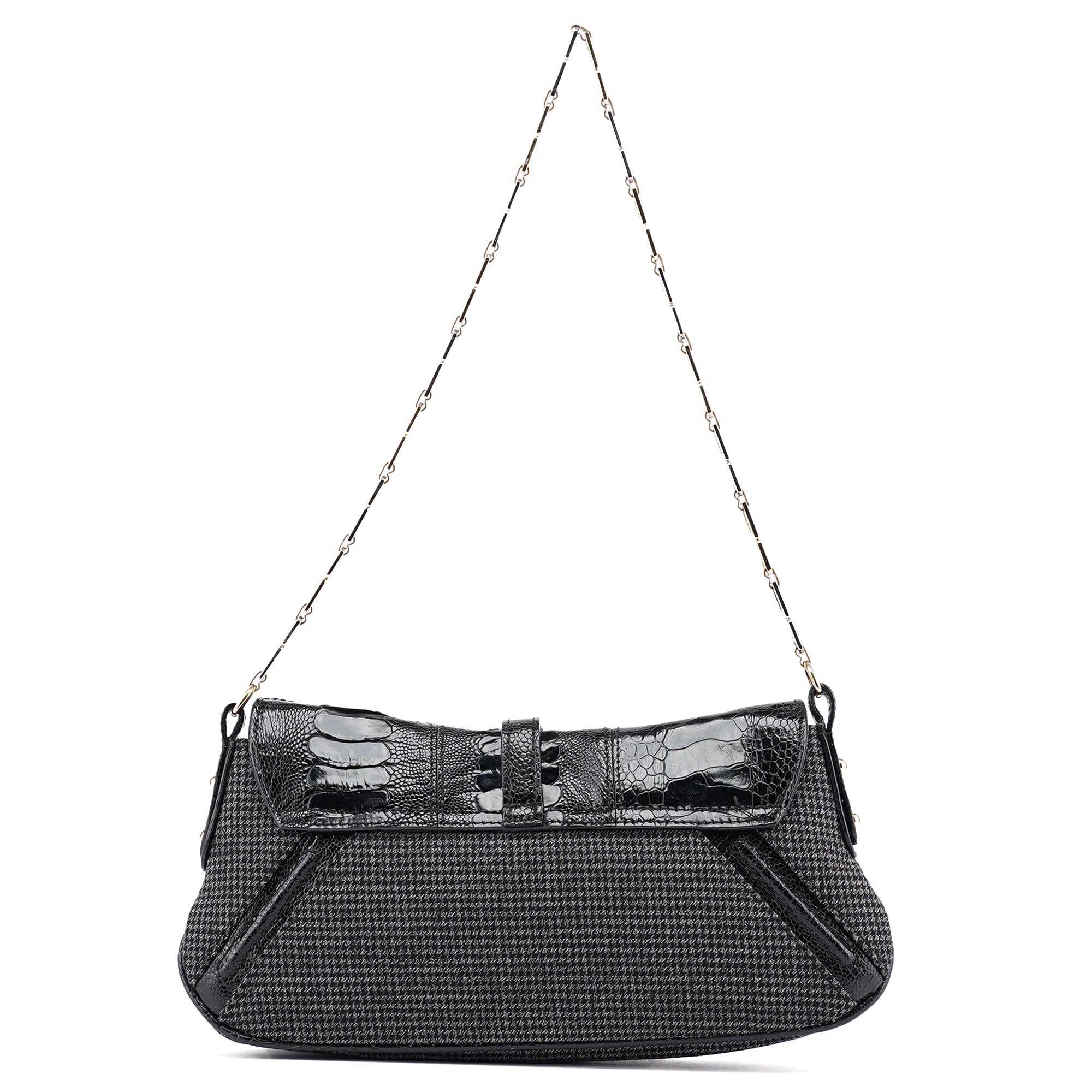 Croc Embossed Houndstooth DG Chain Shoulder Bag
