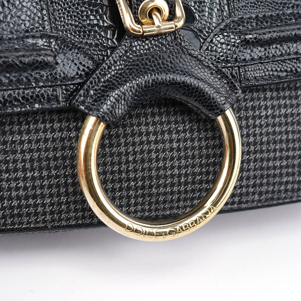 Croc Embossed Houndstooth DG Chain Shoulder Bag