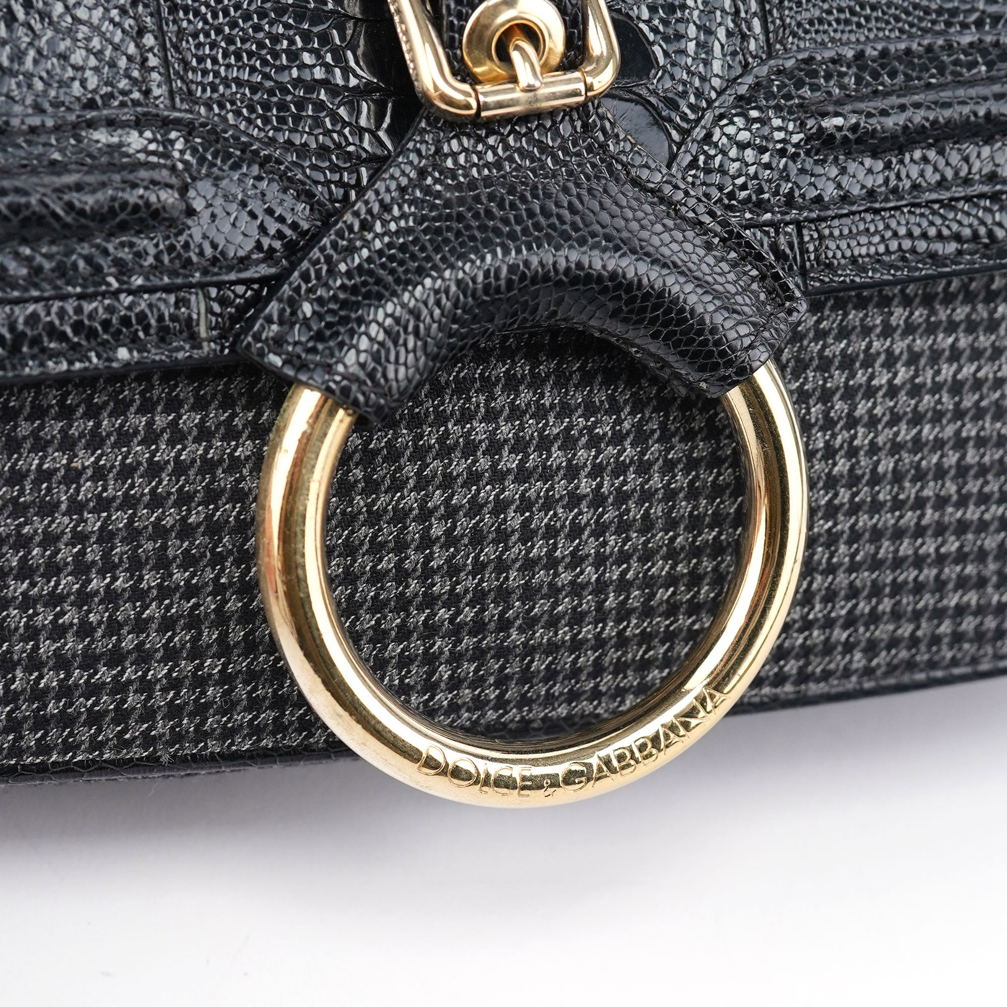 Croc Embossed Houndstooth DG Chain Shoulder Bag