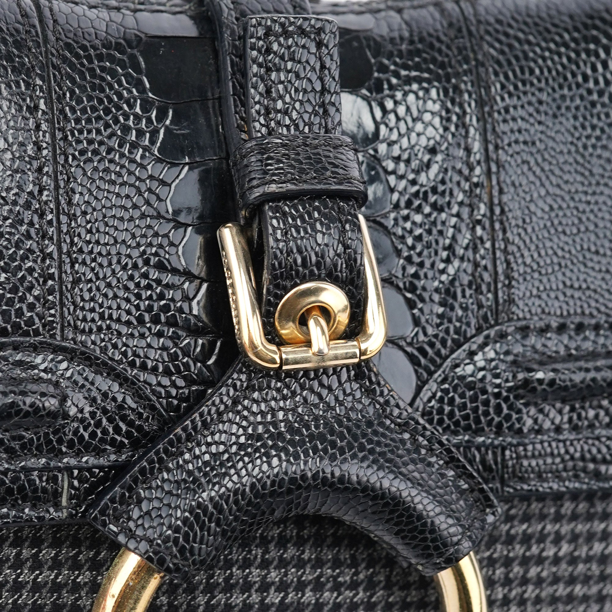 Croc Embossed Houndstooth DG Chain Shoulder Bag