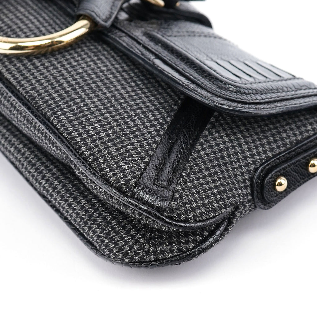 Croc Embossed Houndstooth DG Chain Shoulder Bag