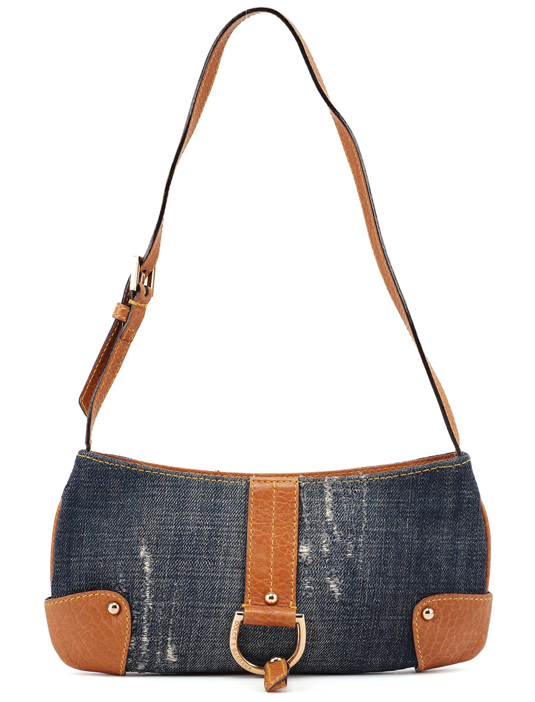 Denim Brown Calfskin Mini Hobo Bag