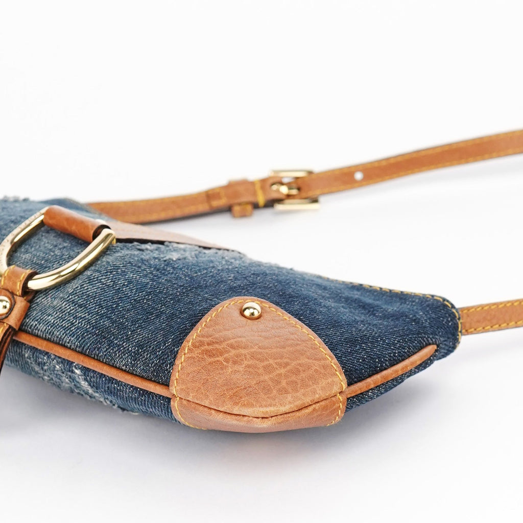 Denim Brown Calfskin Mini Hobo Bag