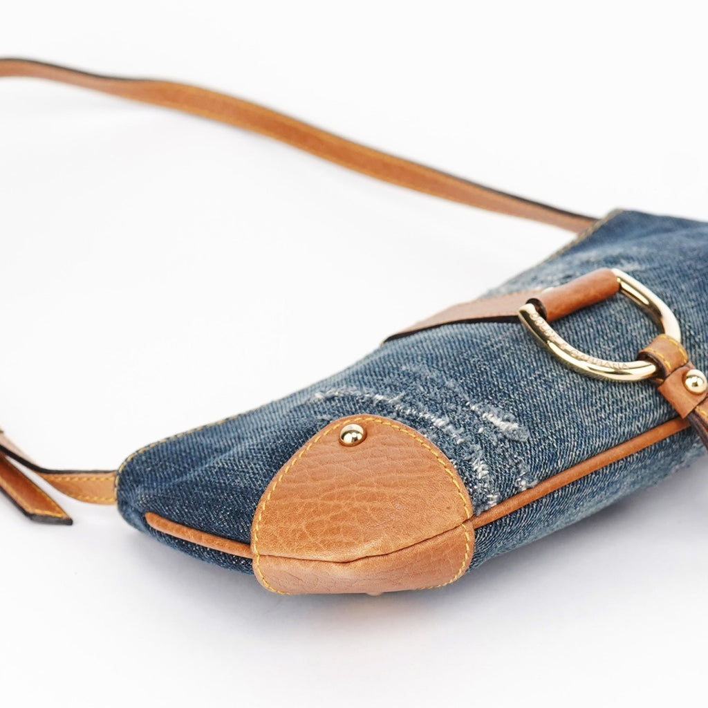 Denim Brown Calfskin Mini Hobo Bag