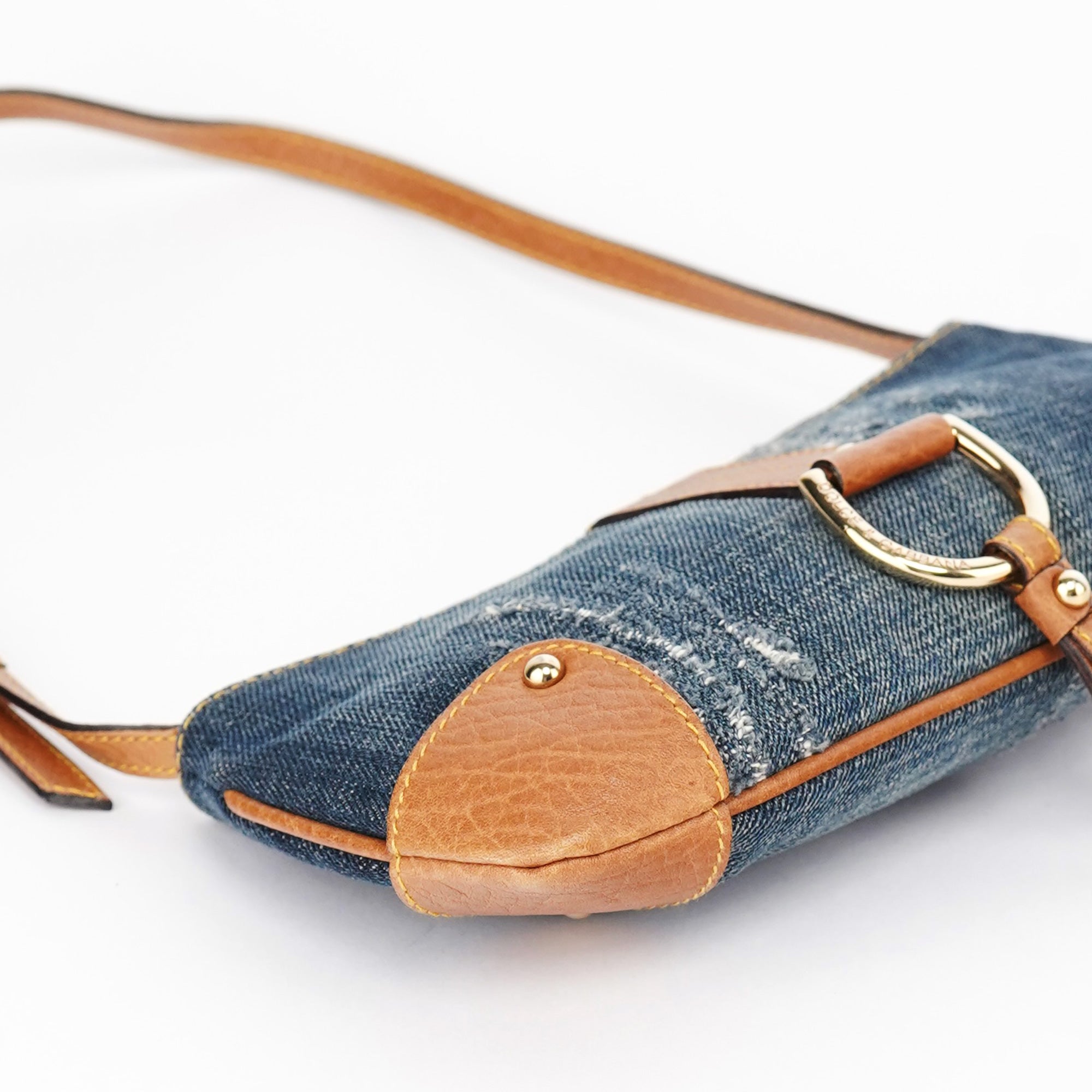 Denim Brown Calfskin Mini Hobo Bag