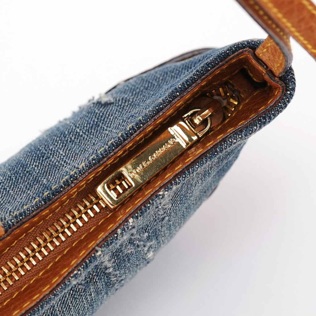 Denim Brown Calfskin Mini Hobo Bag