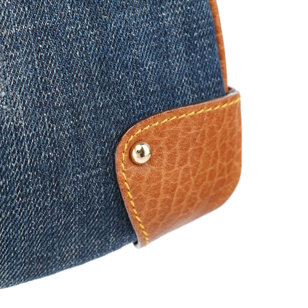 Denim Brown Calfskin Mini Hobo Bag