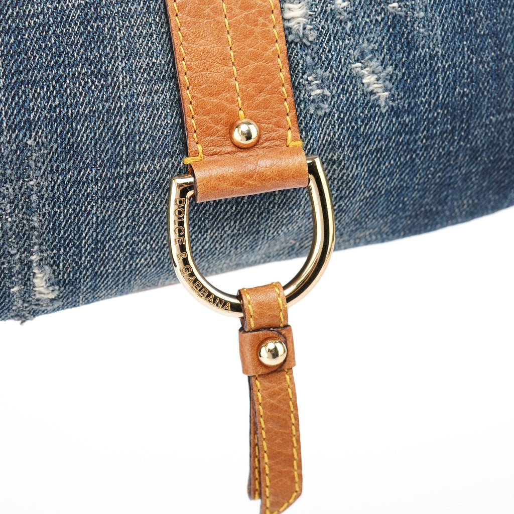 Denim Brown Calfskin Mini Hobo Bag