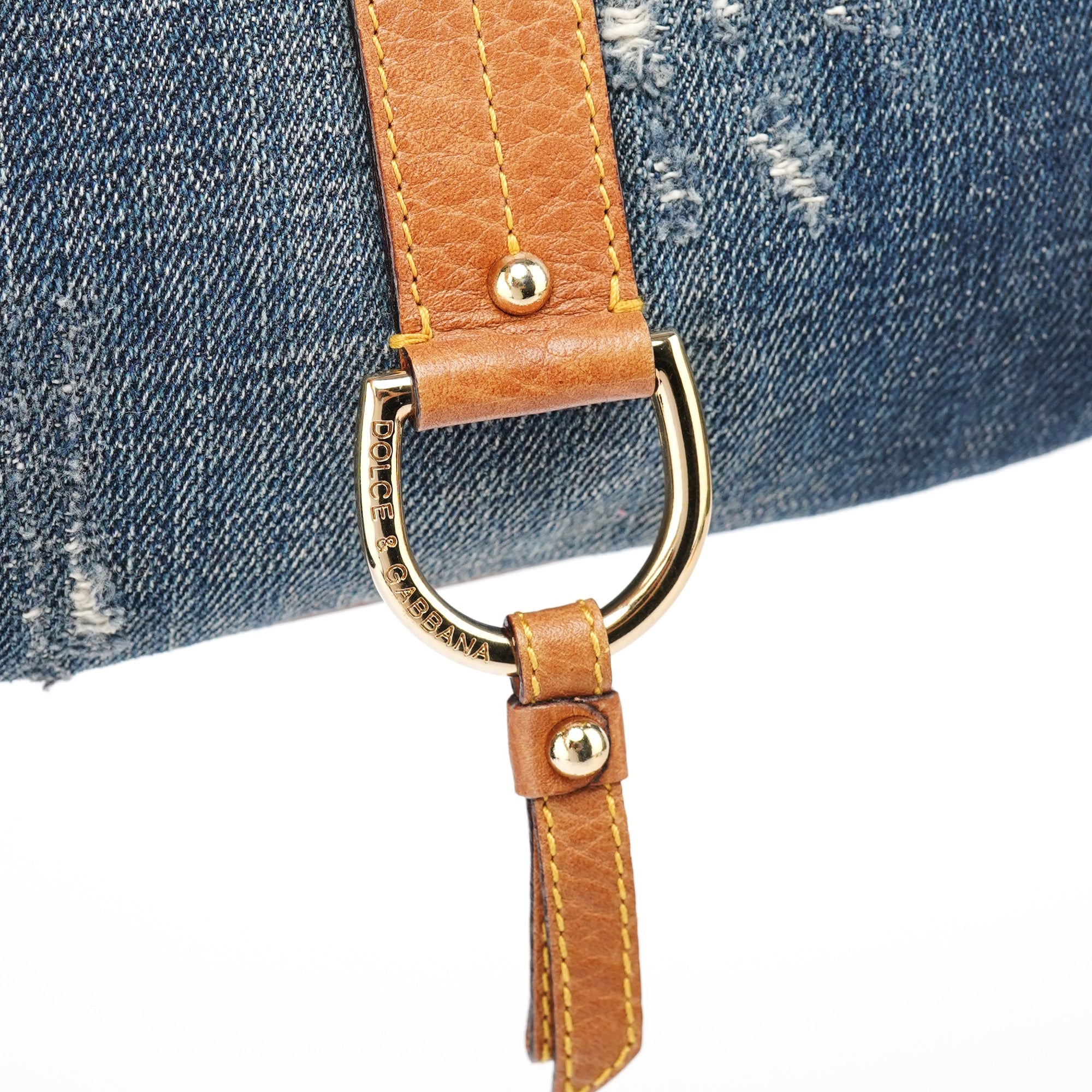 Denim Brown Calfskin Mini Hobo Bag