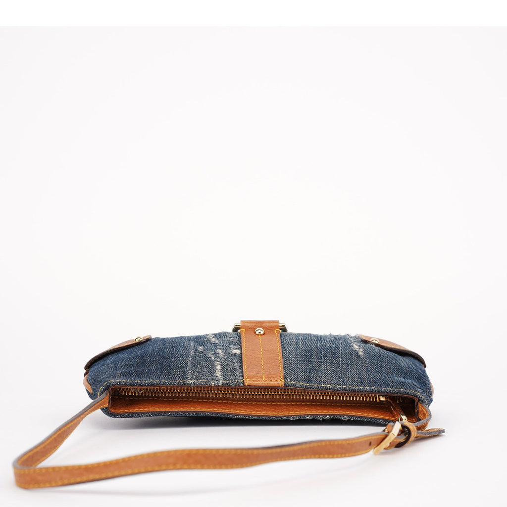 Denim Brown Calfskin Mini Hobo Bag