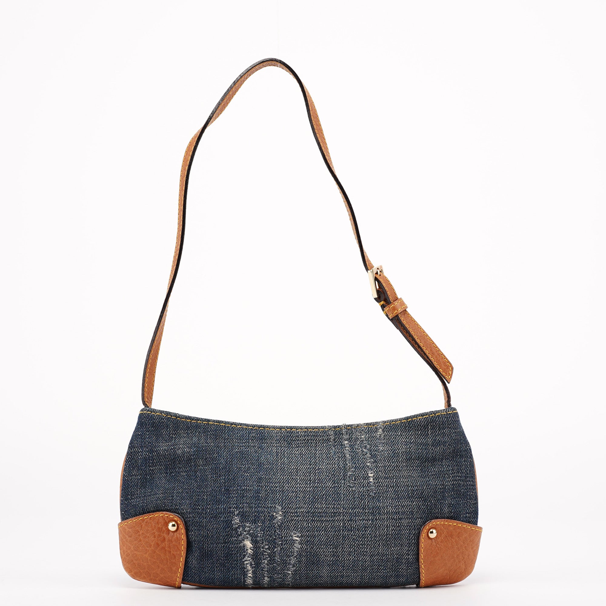 Denim Brown Calfskin Mini Hobo Bag