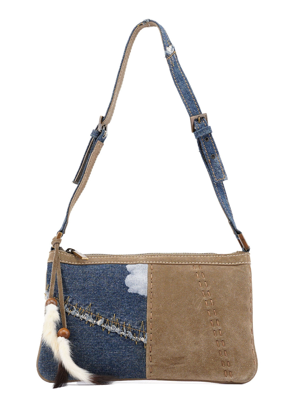 Denim Suede Mini Hobo Bag