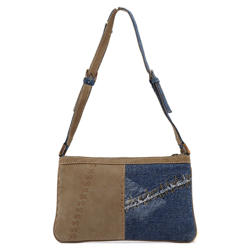 Denim Suede Mini Hobo Bag