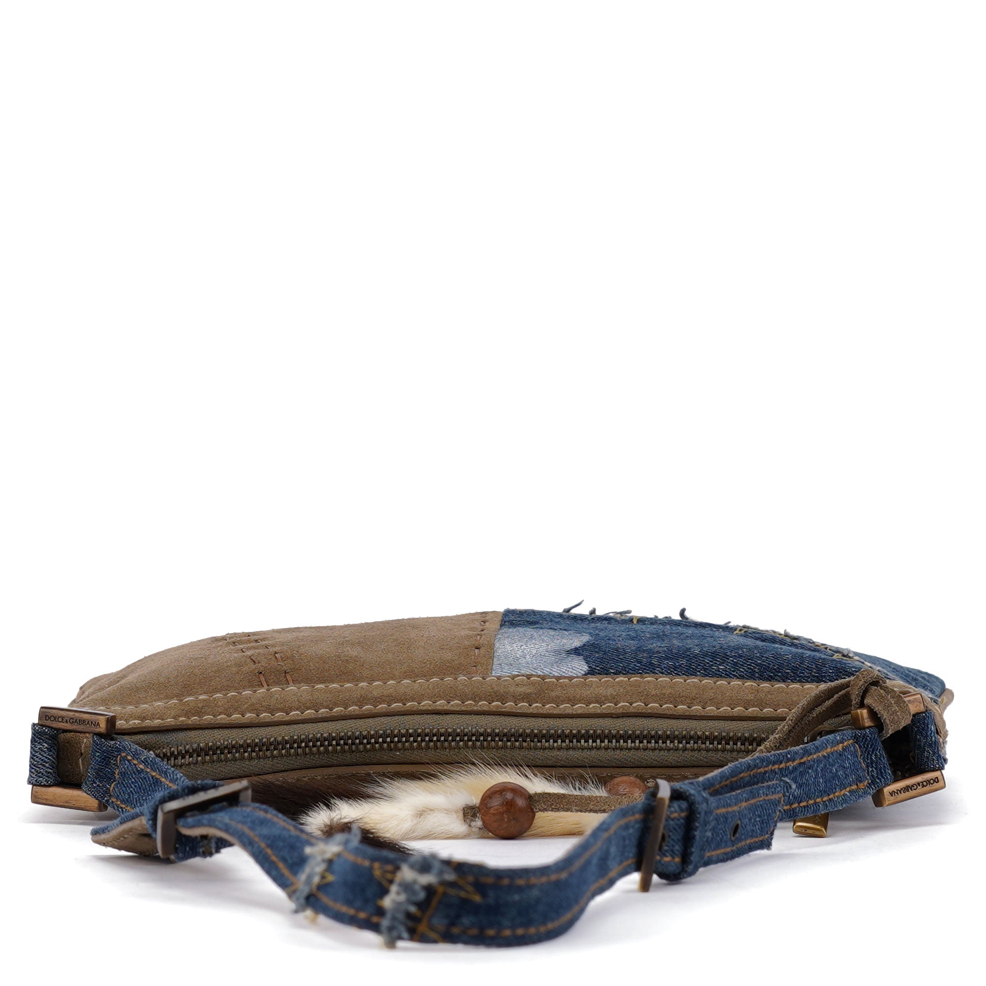 Denim Suede Mini Hobo Bag