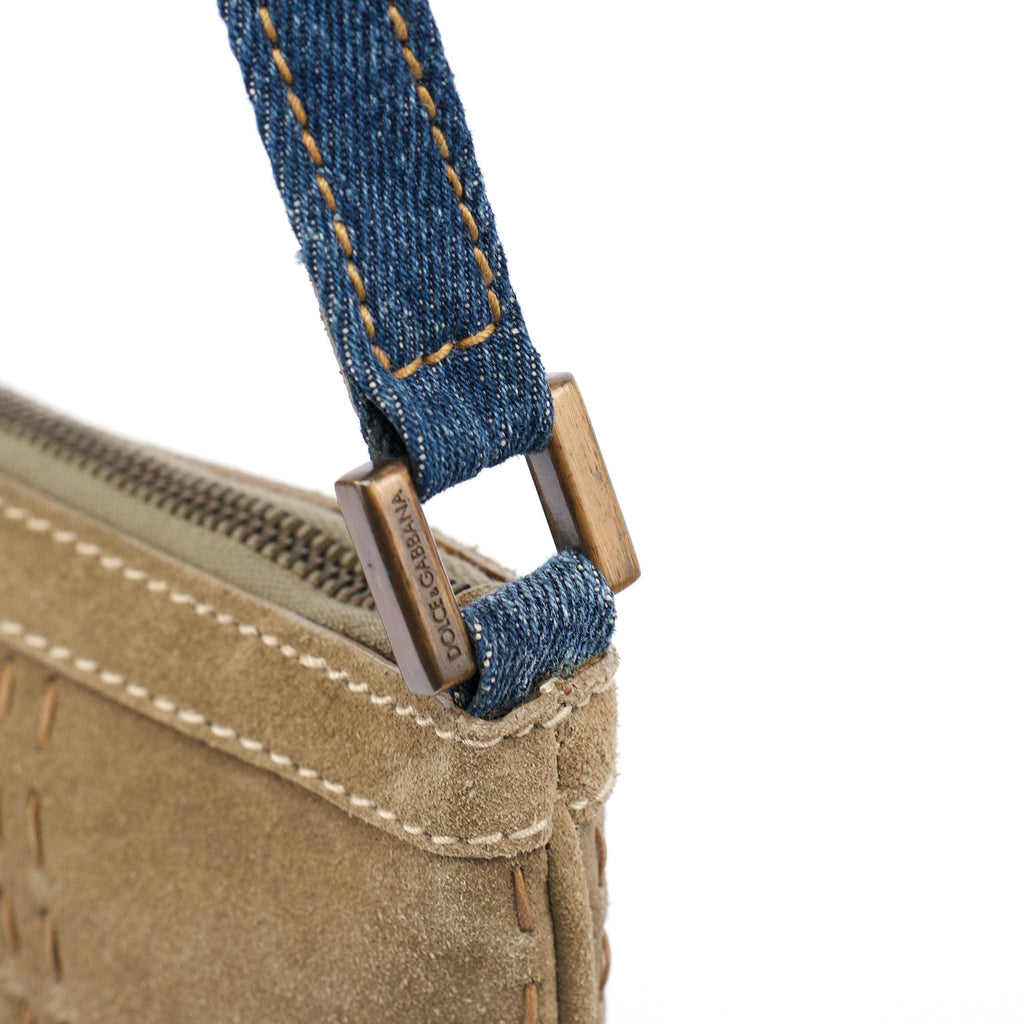 Denim Suede Mini Hobo Bag