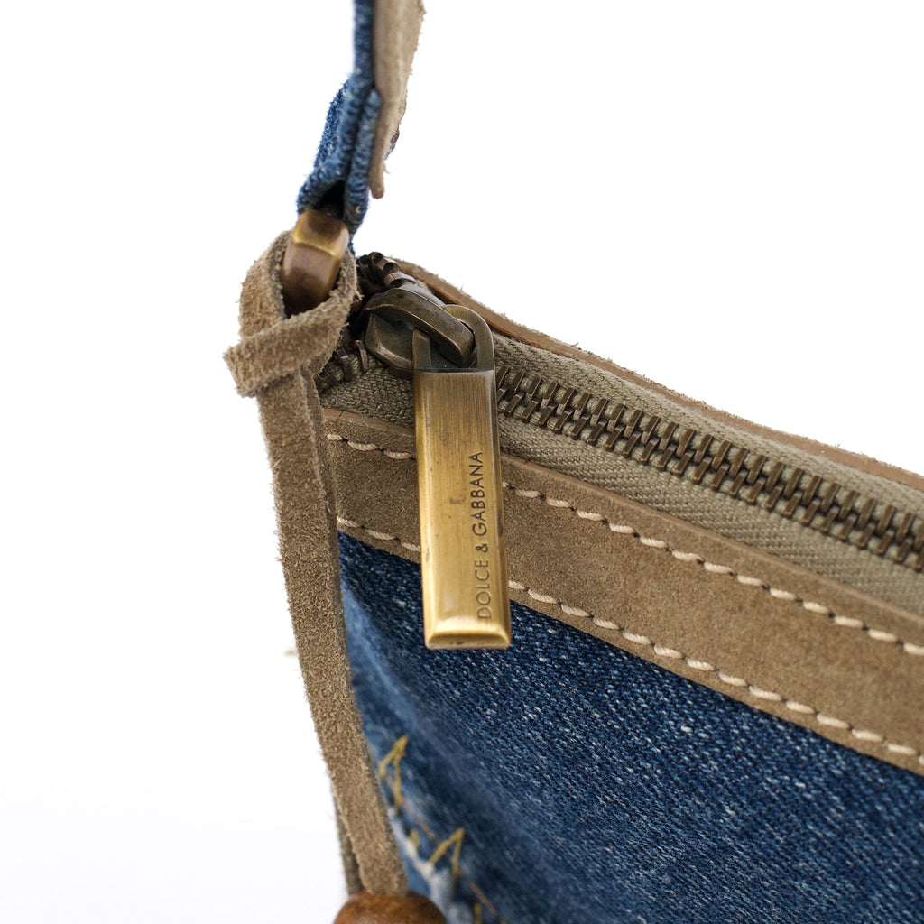 Denim Suede Mini Hobo Bag