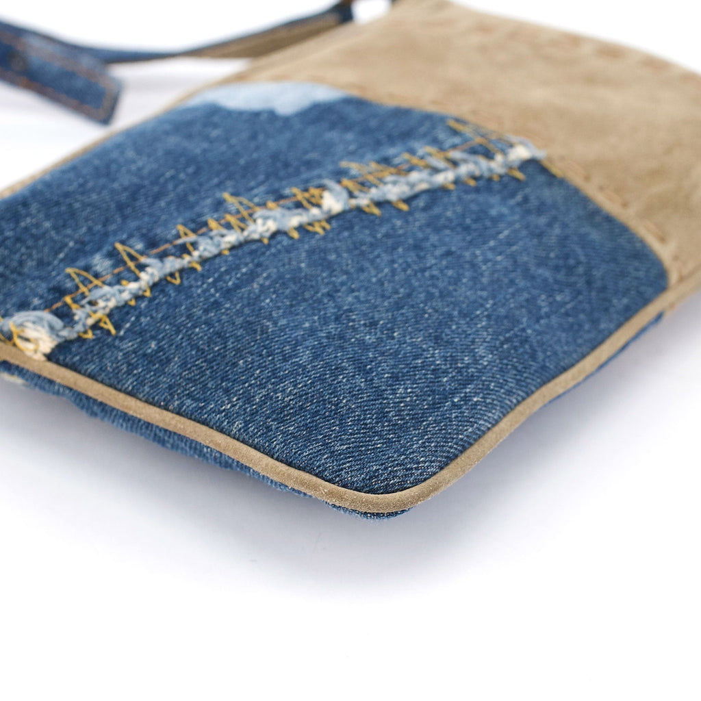 Denim Suede Mini Hobo Bag