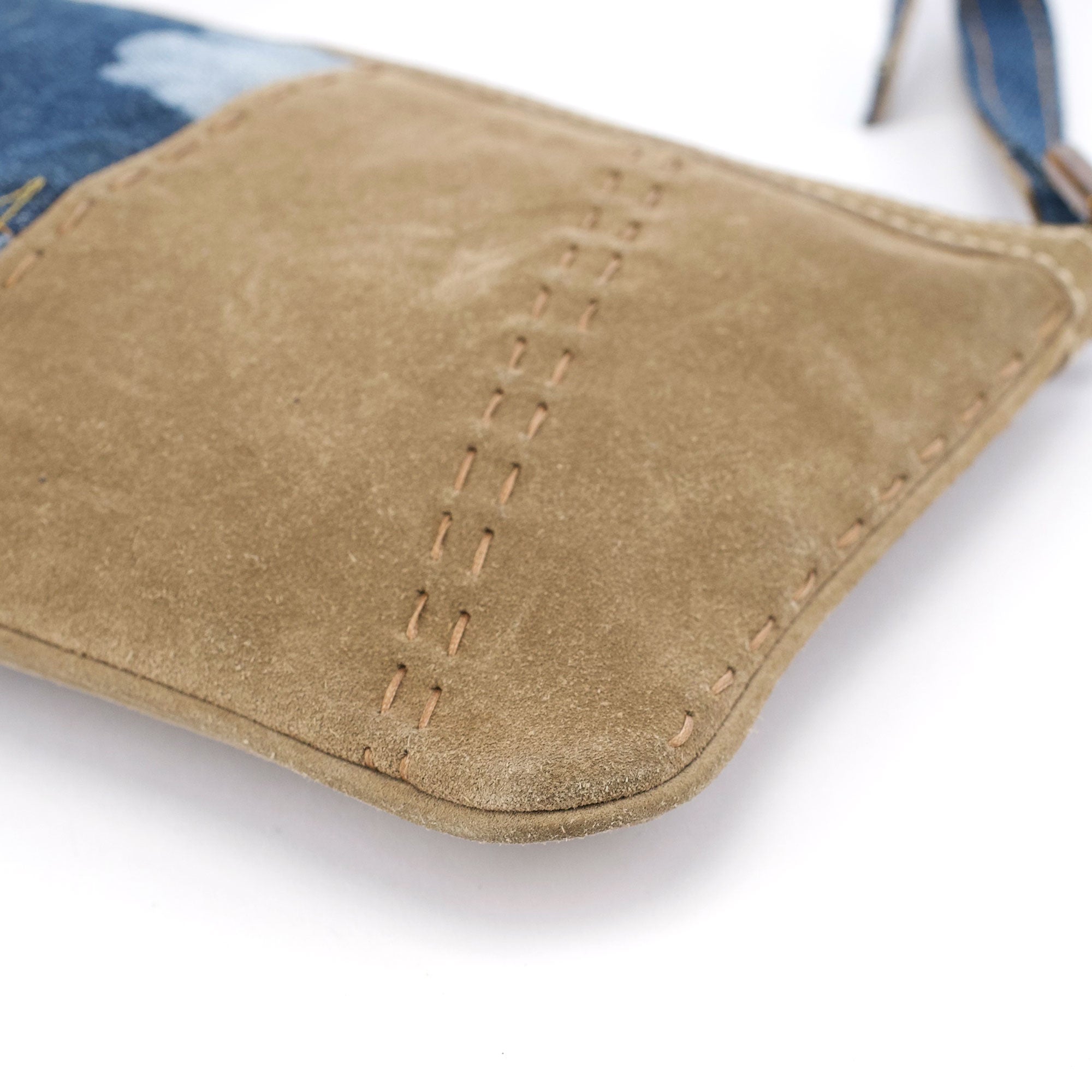 Denim Suede Mini Hobo Bag