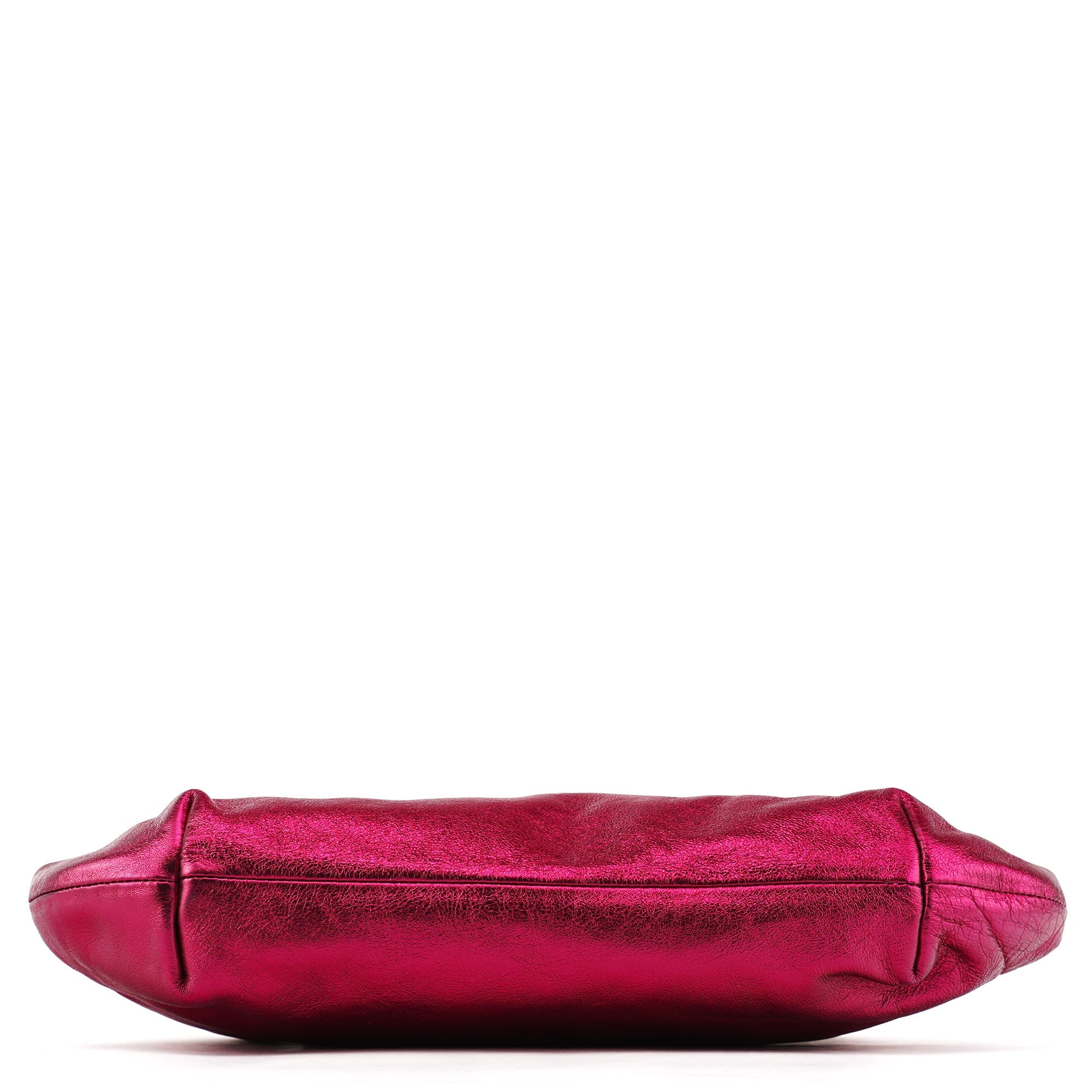 Fuchsia Metallic Leather Frame Shoulder Bag