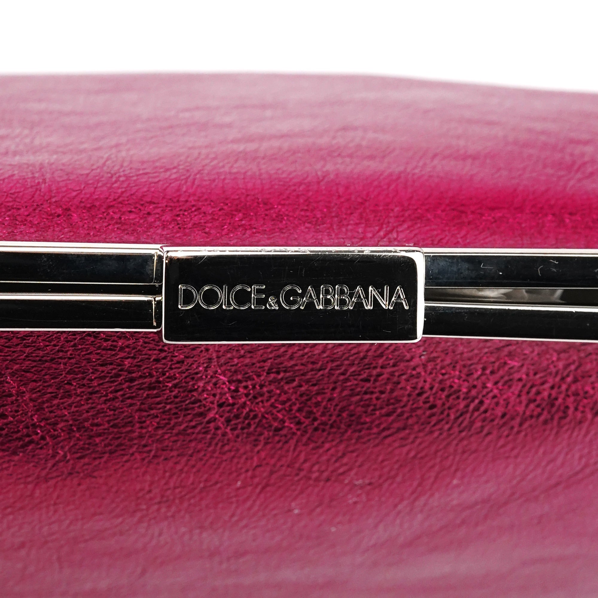 Fuchsia Metallic Leather Frame Shoulder Bag