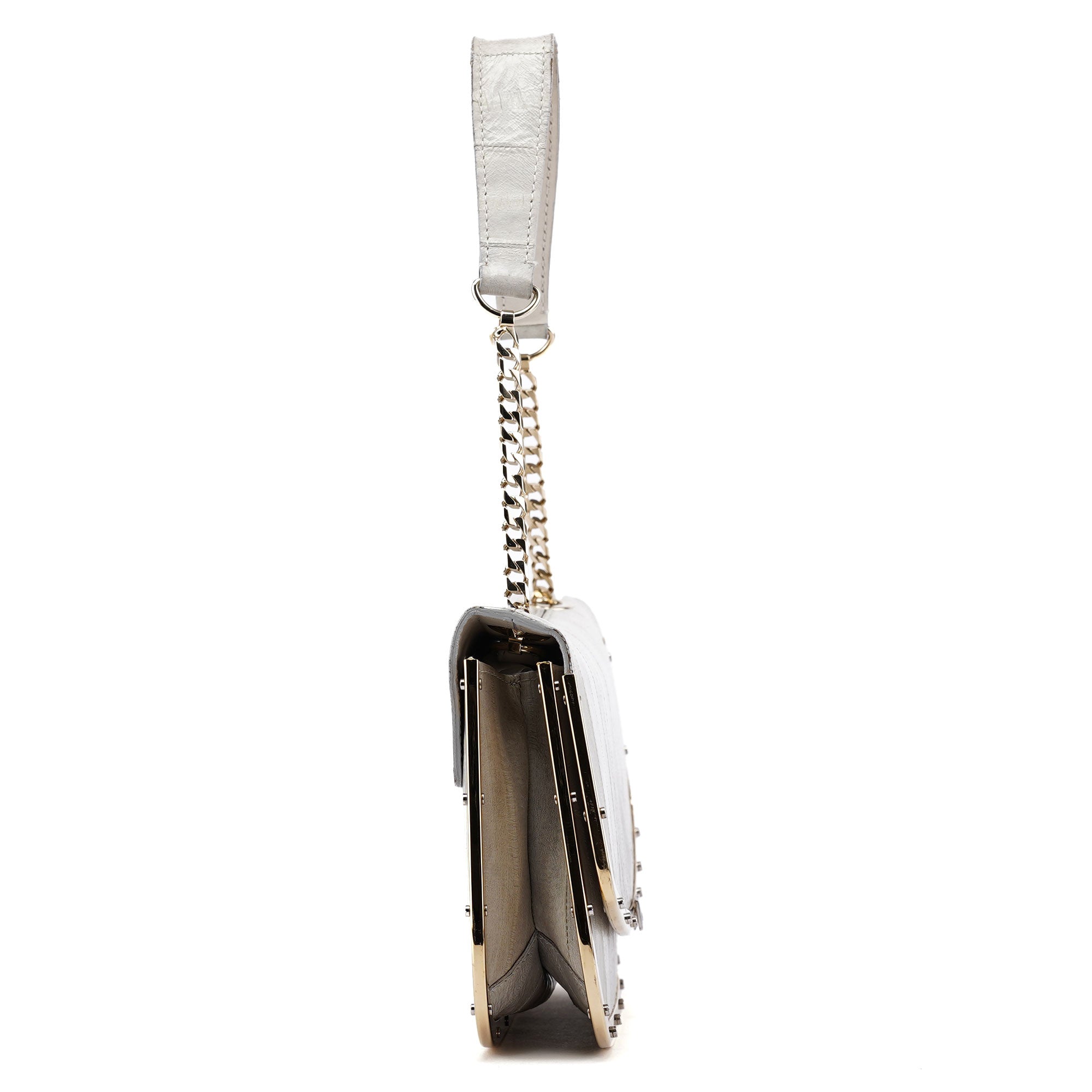 Grey Gold Leather DG Shoulder Bag