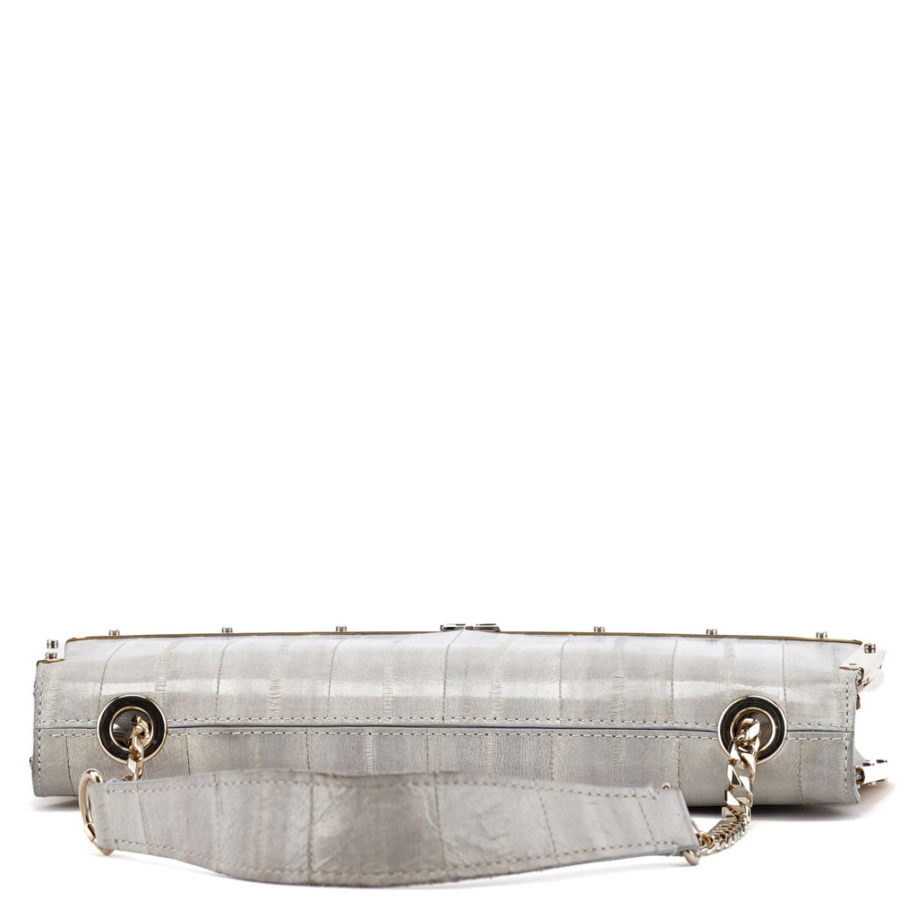 Grey Gold Leather DG Shoulder Bag