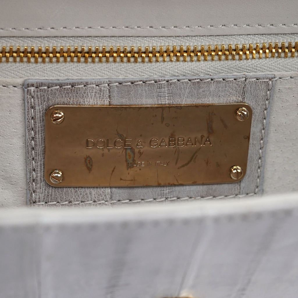 Grey Gold Leather DG Shoulder Bag