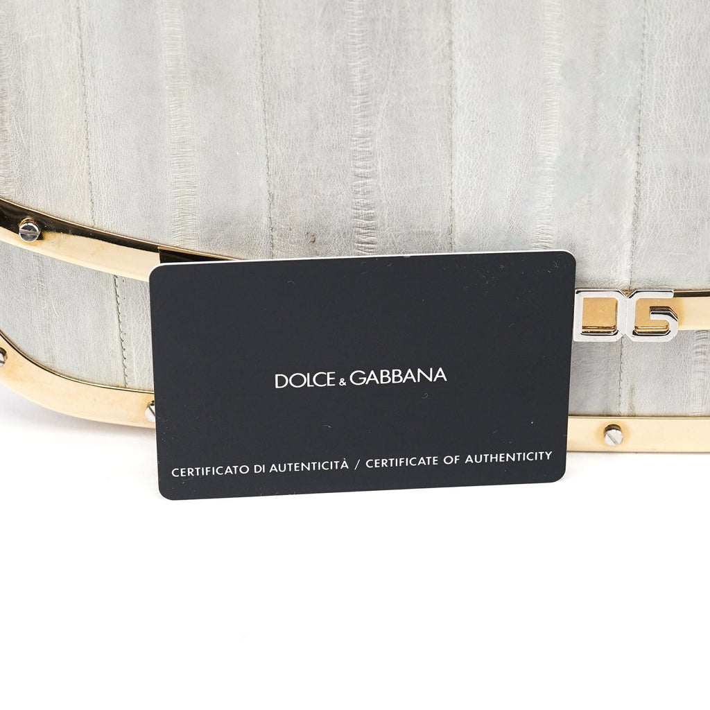 Grey Gold Leather DG Shoulder Bag